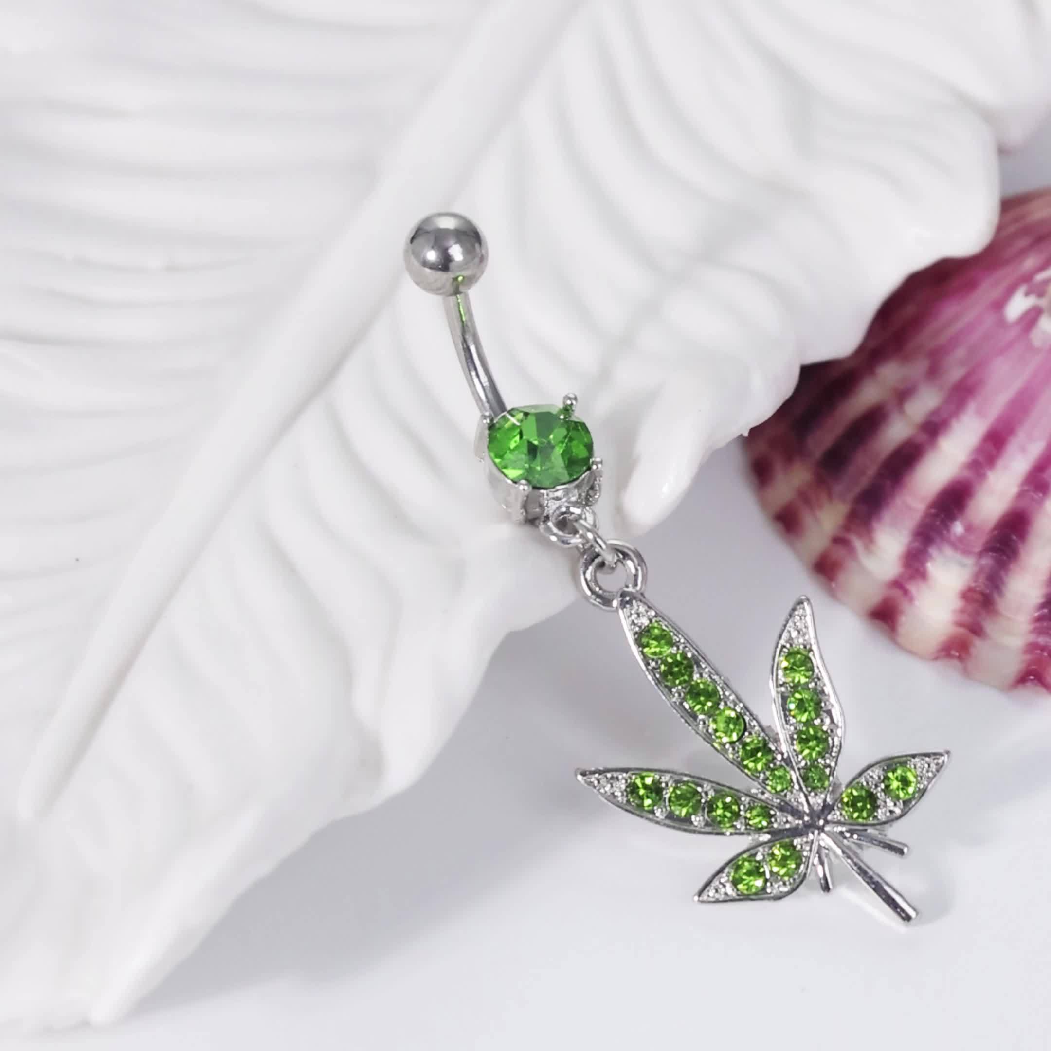 Green Rhinestone Bohemian Belly Button Ring